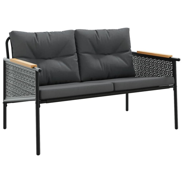 Set mobilier de balcon, 3 piese, cu perne, negru, oțel - WALTI WALTI
