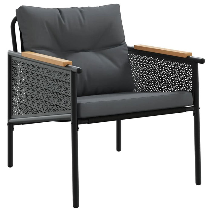 Set mobilier de balcon, 3 piese, cu perne, negru, oțel - WALTI WALTI