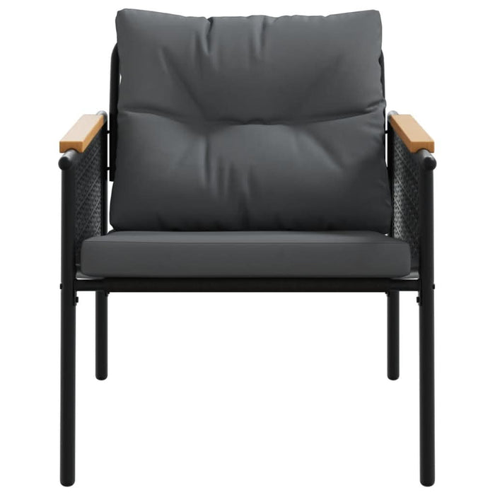 Set mobilier de balcon, 3 piese, cu perne, negru, oțel - WALTI WALTI