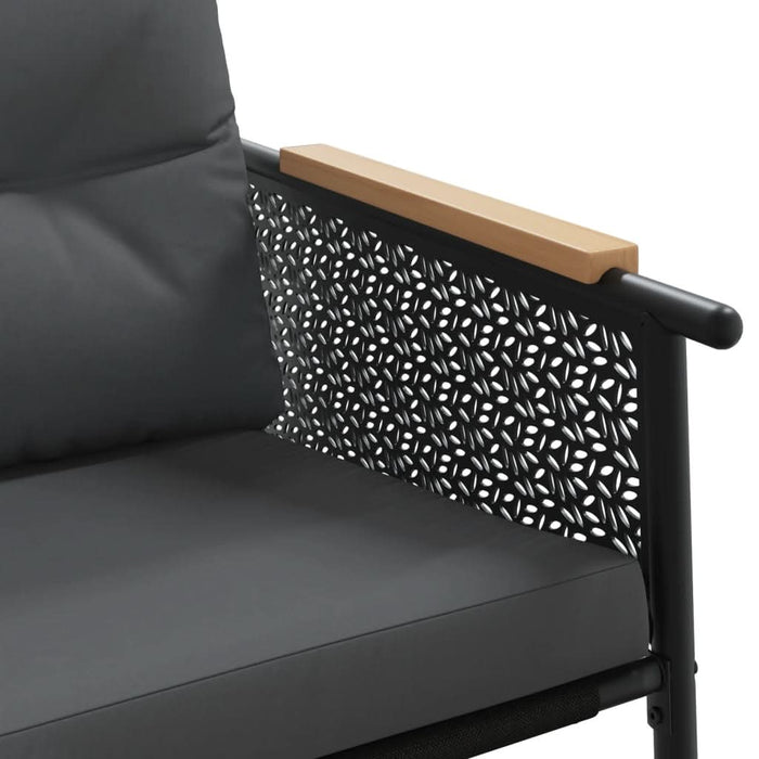 Set mobilier de balcon, 3 piese, cu perne, negru, oțel - WALTI WALTI