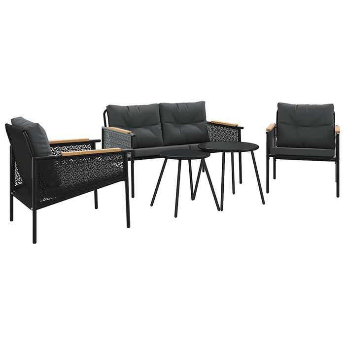 Set mobilier de balcon, 5 piese, cu perne, negru, oțel - WALTI WALTI