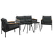 Set mobilier de balcon, 5 piese, cu perne, negru, oțel - WALTI WALTI