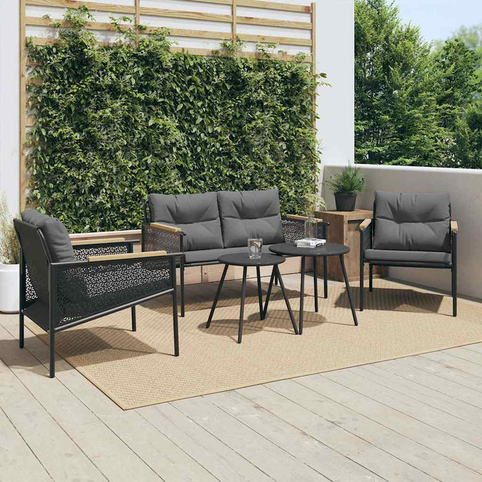 Set mobilier de balcon, 5 piese, cu perne, negru, oțel - WALTI WALTI