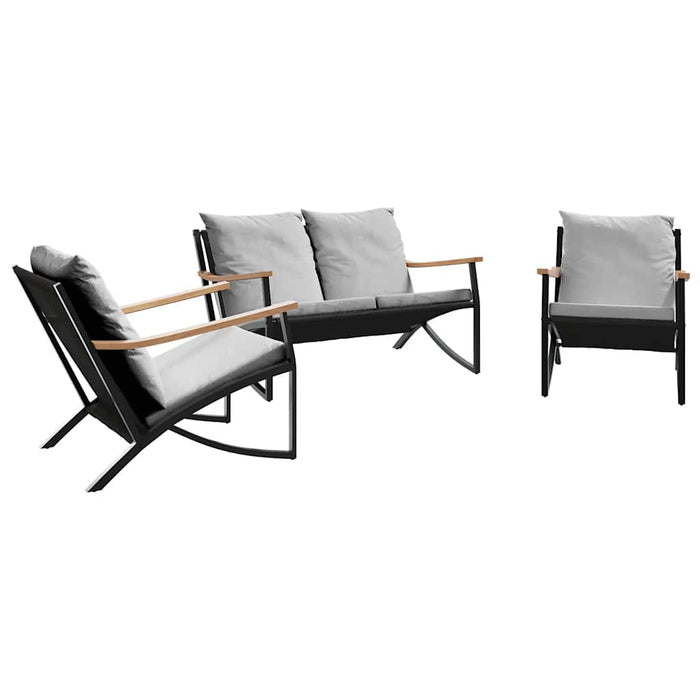 Set mobilier de balcon, 3 piese, cu perne, negru, oțel - WALTI WALTI