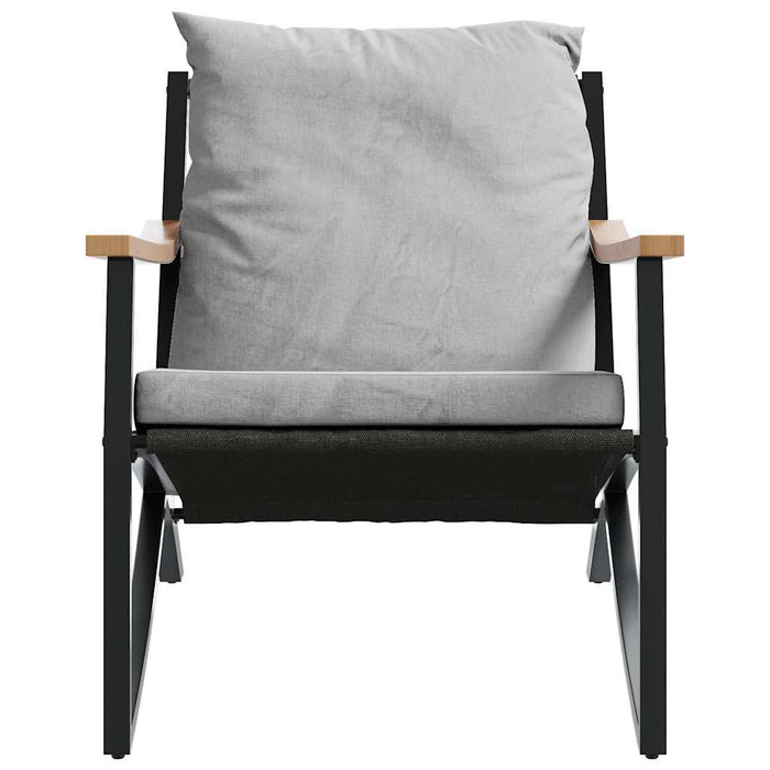 Set mobilier de balcon, 3 piese, cu perne, negru, oțel - WALTI WALTI