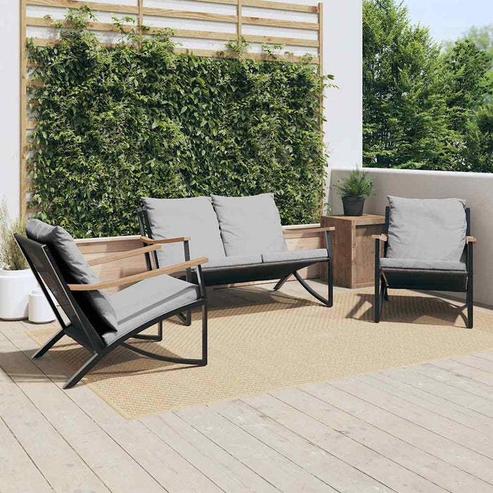 Set mobilier de balcon, 3 piese, cu perne, negru, oțel - WALTI WALTI