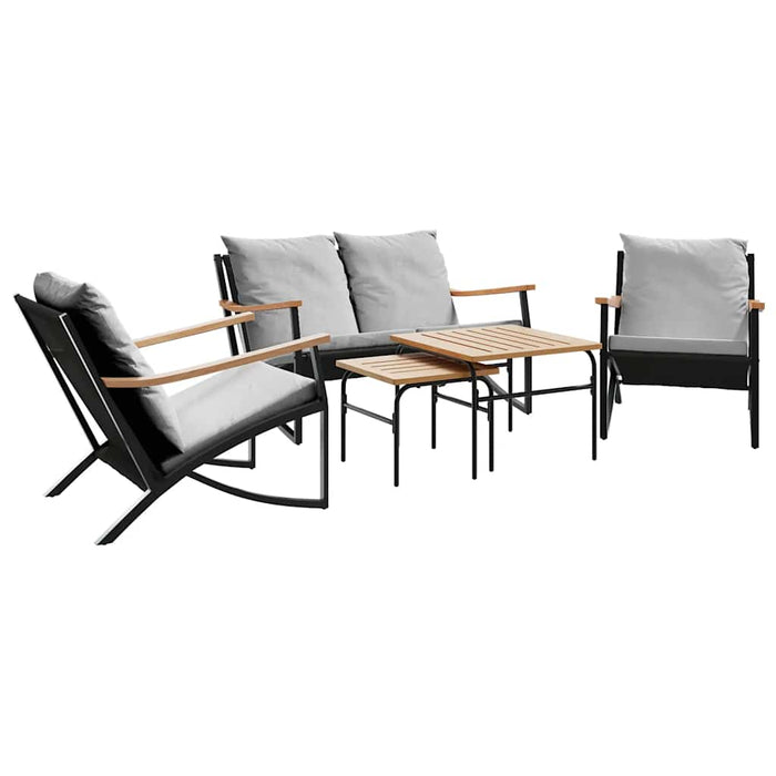 Set mobilier de balcon, 5 piese, cu perne, negru, oțel - WALTI WALTI