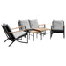 Set mobilier de balcon, 5 piese, cu perne, negru, oțel - WALTI WALTI