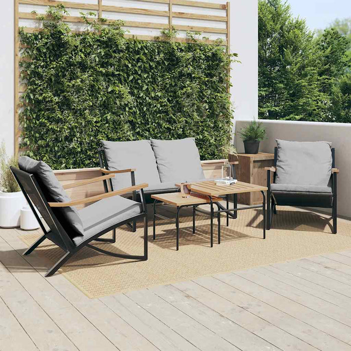 Set mobilier de balcon, 5 piese, cu perne, negru, oțel - WALTI WALTI