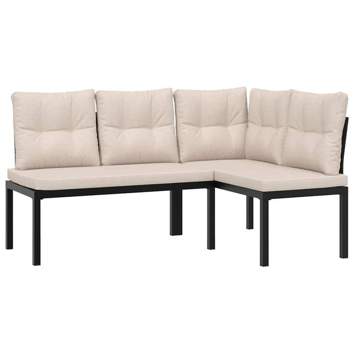 Set canapea de grădină, 5 piese, cu perne, negru, oțel vopsit - WALTI WALTI