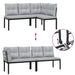 Set canapea de grădină, 5 piese, cu perne, negru, oțel vopsit - WALTI WALTI