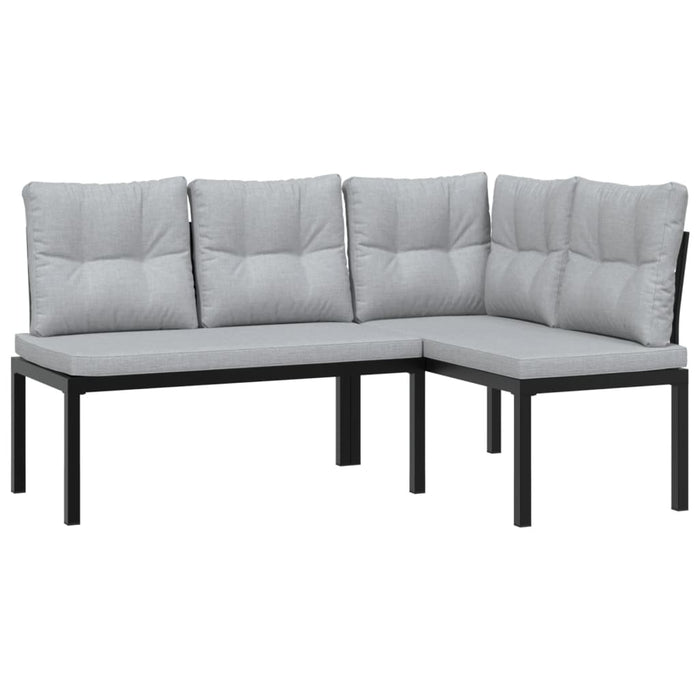Set canapea de grădină, 4 piese, cu perne, negru, oțel vopsit - WALTI WALTI