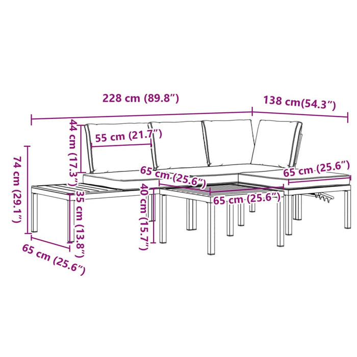 Set mobilier de grădină cu perne, 4 piese, negru, aluminiu - WALTI WALTI