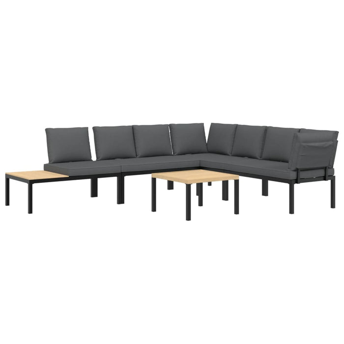 Set canapea de grădină, 5 piese, cu perne, negru, aluminiu - WALTI WALTI