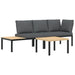 Set canapea de grădină, 3 piese, cu perne, negru, aluminiu - WALTI WALTI