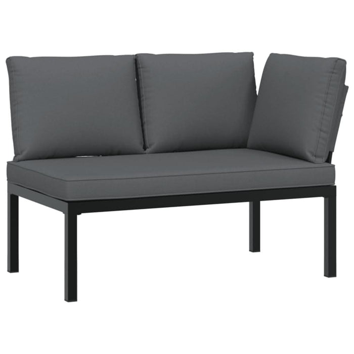 Set canapea de grădină, 3 piese, cu perne, negru, aluminiu - WALTI WALTI