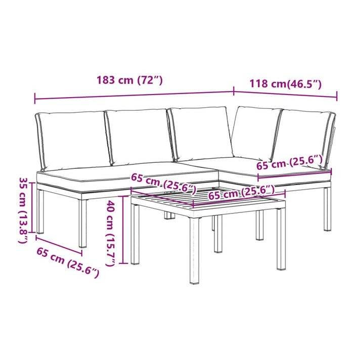 Set canapea de grădină, 3 piese, cu perne, negru, aluminiu - WALTI WALTI