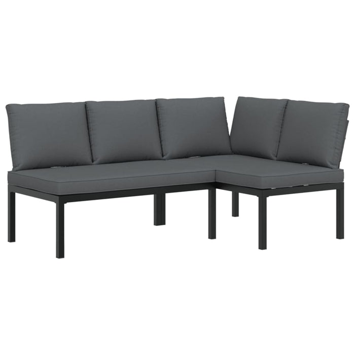 Set canapea de grădină, 2 piese, cu perne, negru, aluminiu - WALTI WALTI