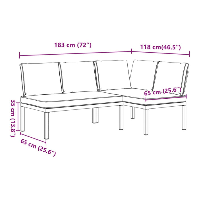 Set canapea de grădină, 2 piese, cu perne, negru, aluminiu - WALTI WALTI