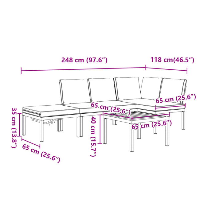 Set mobilier de grădină cu perne, 4 piese, negru, aluminiu - WALTI WALTI