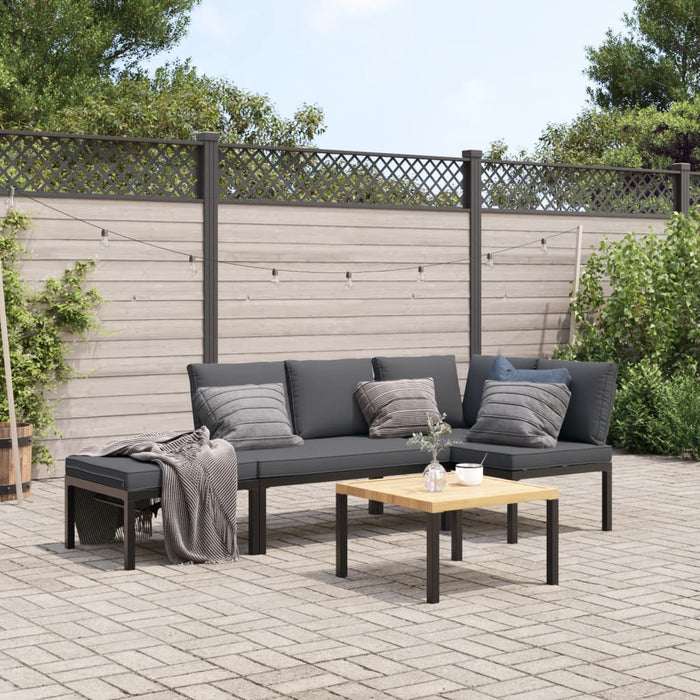 Set mobilier de grădină cu perne, 4 piese, negru, aluminiu - WALTI WALTI