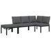 Set canapea de grădină, 3 piese, cu perne, negru, aluminiu - WALTI WALTI