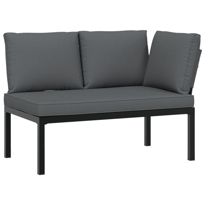 Set canapea de grădină, 3 piese, cu perne, negru, aluminiu - WALTI WALTI