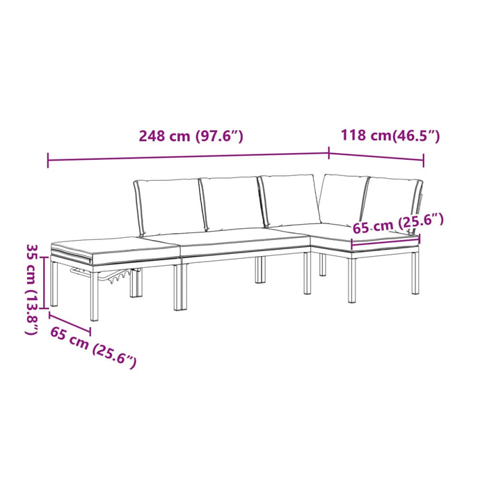 Set canapea de grădină, 3 piese, cu perne, negru, aluminiu - WALTI WALTI