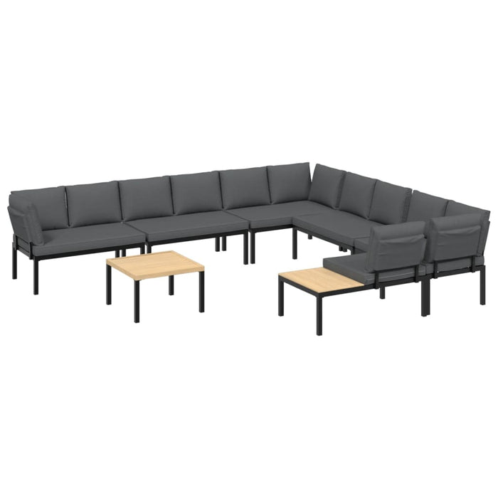 Set canapea de grădină, 7 piese, cu perne, negru, aluminiu - WALTI WALTI