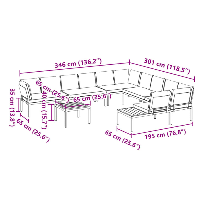 Set canapea de grădină, 7 piese, cu perne, negru, aluminiu - WALTI WALTI