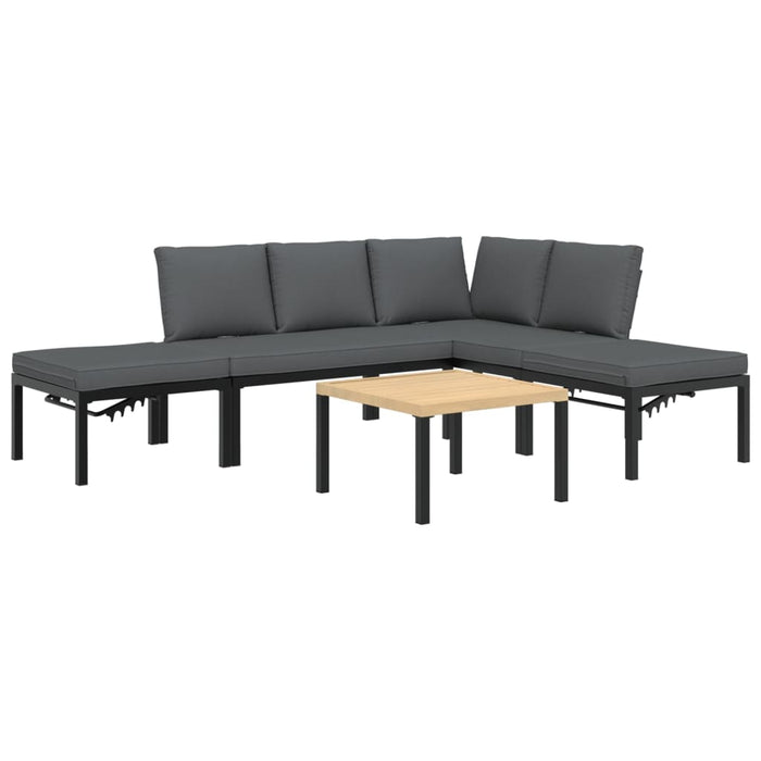 Set canapea de grădină, 5 piese, cu perne, negru, aluminiu - WALTI WALTI