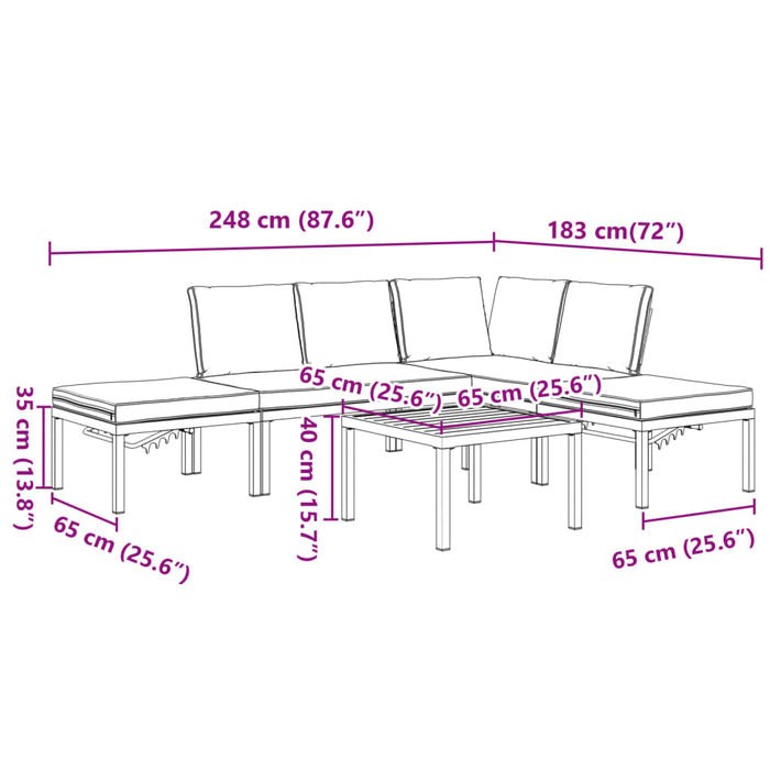 Set canapea de grădină, 5 piese, cu perne, negru, aluminiu - WALTI WALTI