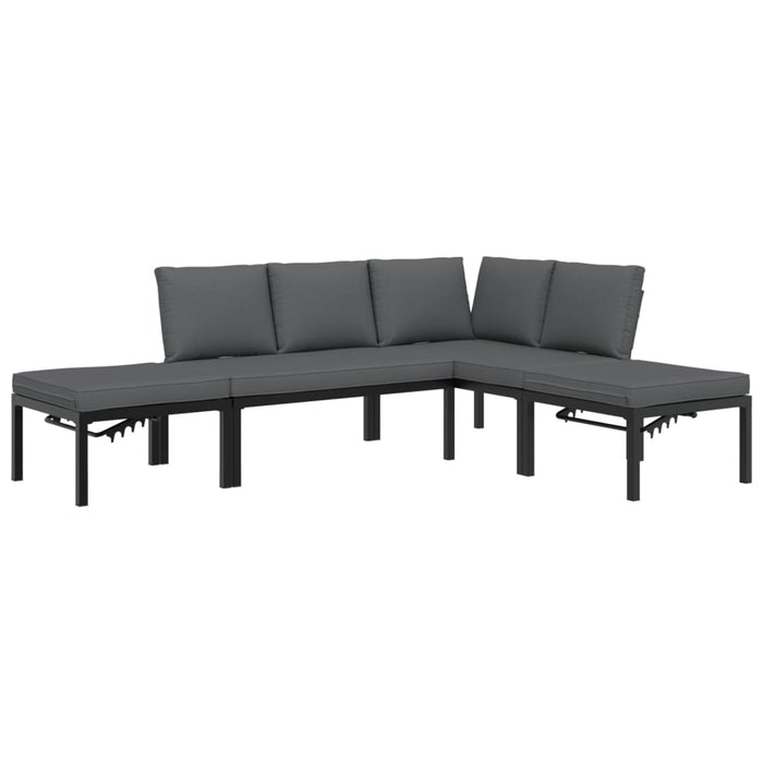 Set mobilier de grădină cu perne, 4 piese, negru, aluminiu - WALTI WALTI