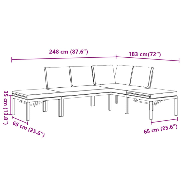 Set mobilier de grădină cu perne, 4 piese, negru, aluminiu - WALTI WALTI