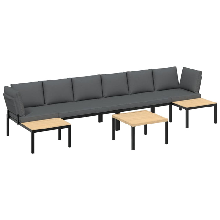 Set canapea de grădină, 5 piese, cu perne, negru, aluminiu - WALTI WALTI