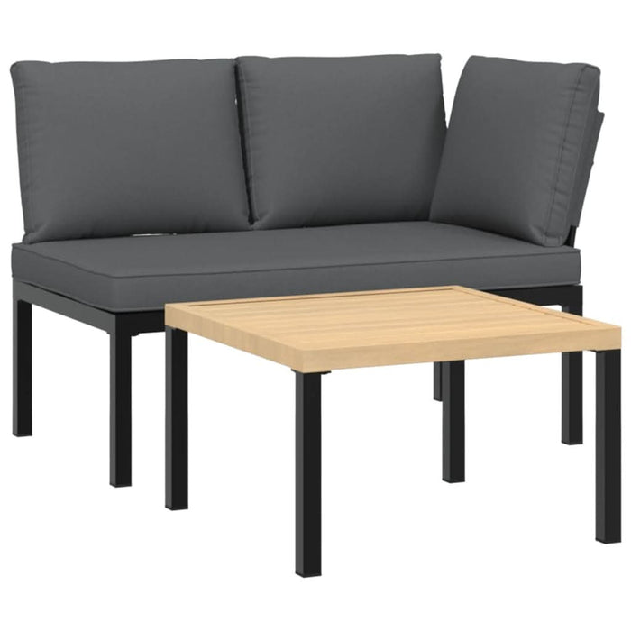 Set canapea de grădină, 2 piese, cu perne, negru, aluminiu - WALTI WALTI