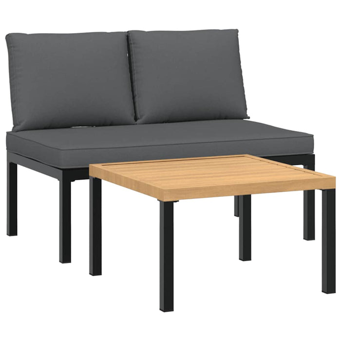 Set canapea de grădină, 2 piese, cu perne, negru, aluminiu - WALTI WALTI