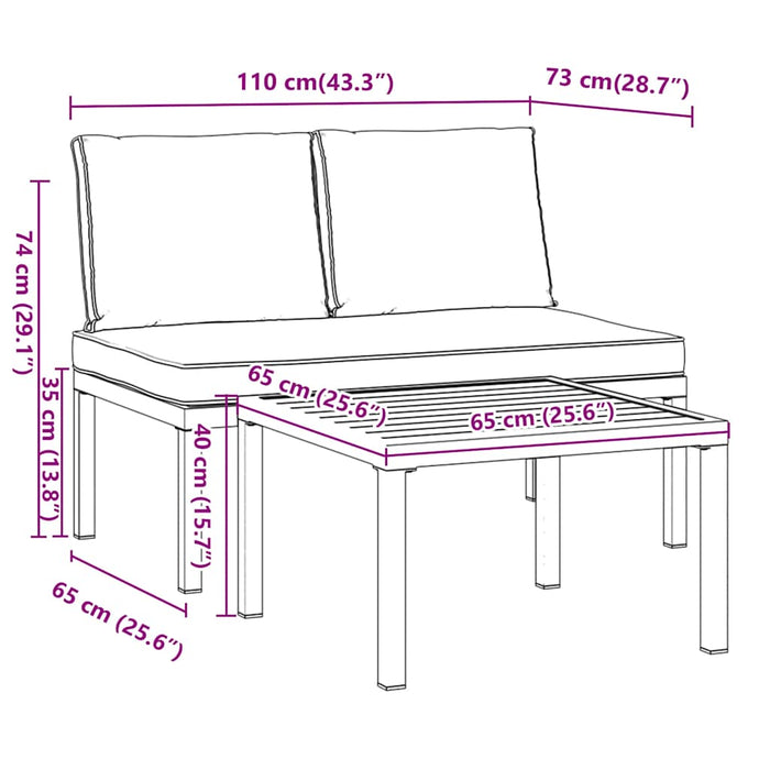 Set canapea de grădină, 2 piese, cu perne, negru, aluminiu - WALTI WALTI