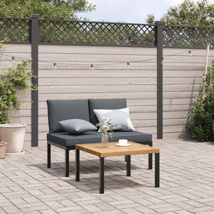 Set canapea de grădină, 2 piese, cu perne, negru, aluminiu - WALTI WALTI