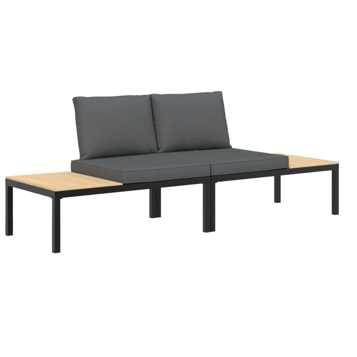 Set canapea de grădină, 2 piese, cu perne, negru, aluminiu - WALTI WALTI
