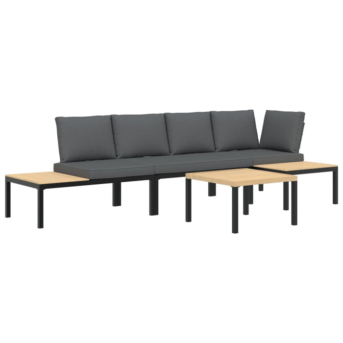 Set mobilier de grădină cu perne, 4 piese, negru, aluminiu - WALTI WALTI