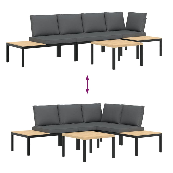 Set mobilier de grădină cu perne, 4 piese, negru, aluminiu - WALTI WALTI