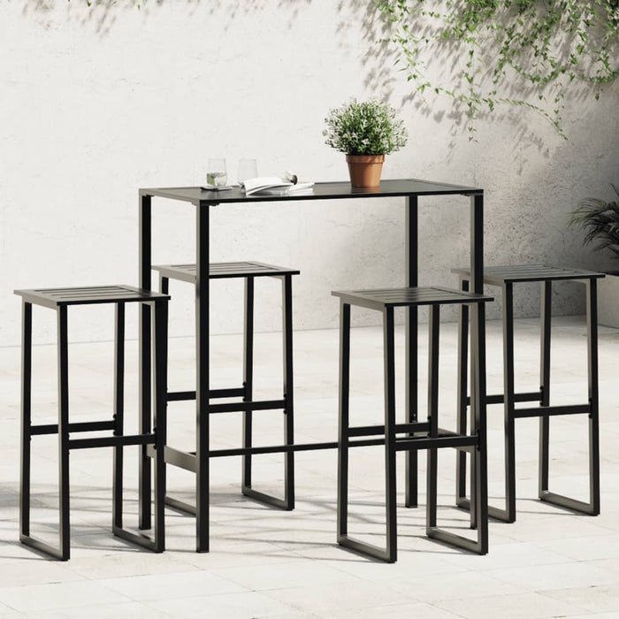 Set bar de grădină 5 piese, negru, oțel vopsit electrostatic - WALTI WALTI