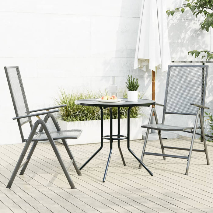Set scaune de grădină rabatabile, 3 buc., antracit, oțel vopsit - WALTI WALTI