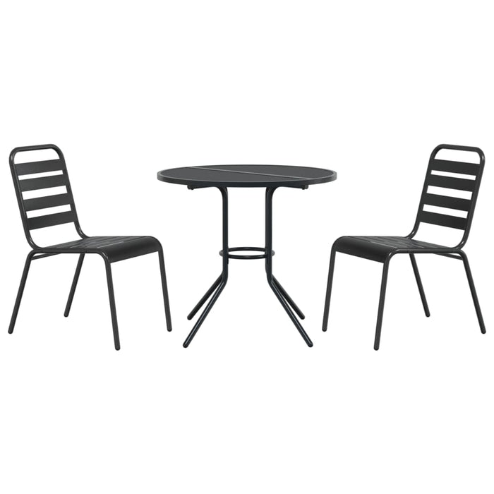 Set scaune de grădină stivuibile, 3 buc., antracit, oțel vopsit - WALTI WALTI