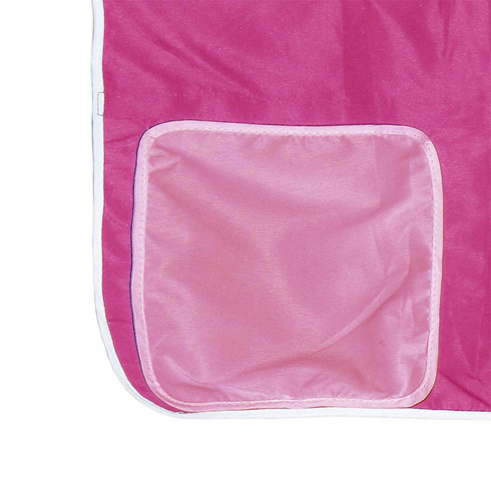 Pat supraetajat cu perdele, roz, 90x200 cm, lemn masiv pin - WALTI WALTI