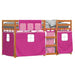 Pat supraetajat cu perdele, roz, 90x190 cm, lemn masiv pin - WALTI WALTI
