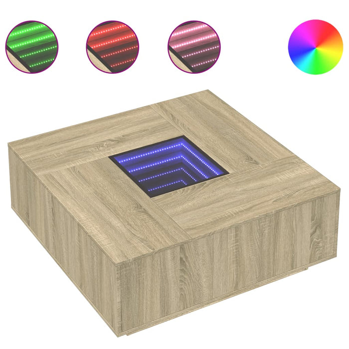 Măsuță de cafea cu LED infinity, stejar sonoma, 100x100x40 cm - WALTI WALTI