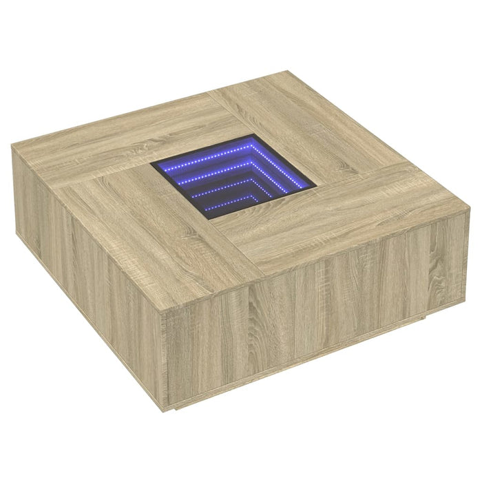 Măsuță de cafea cu LED infinity, stejar sonoma, 100x100x40 cm - WALTI WALTI