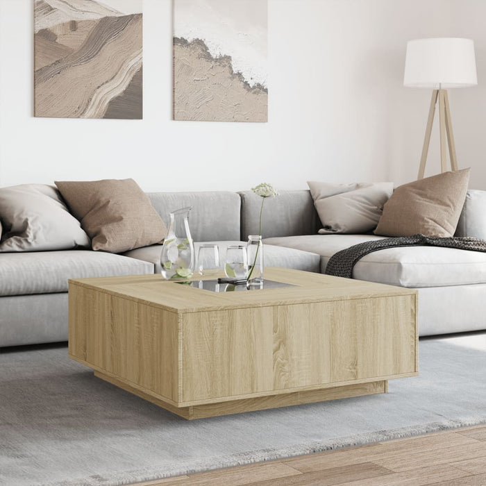 Măsuță de cafea cu LED infinity, stejar sonoma, 100x100x40 cm - WALTI WALTI